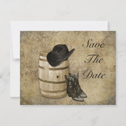 Vat en laarzen Bewaar de datum Save The Date (Voorkant)