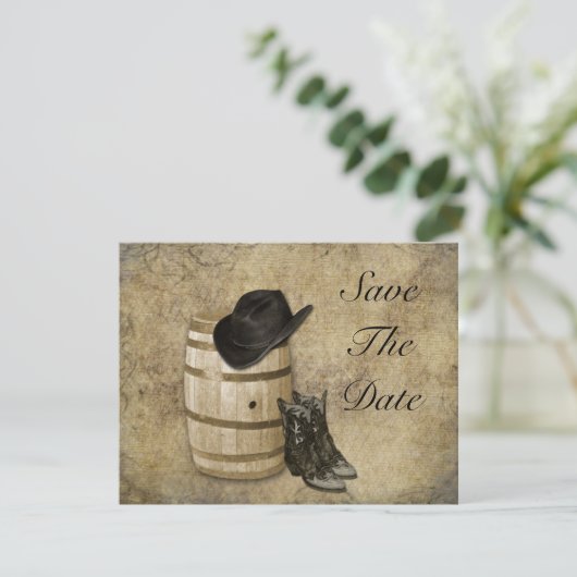 Vat en laarzen Bewaar de datum Save The Date (Staand voorkant)