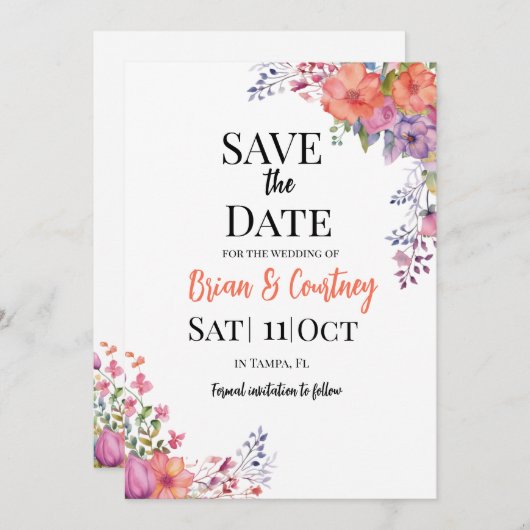 Vat sparen de DatumKaart Save The Date (Voorkant / Achterkant)