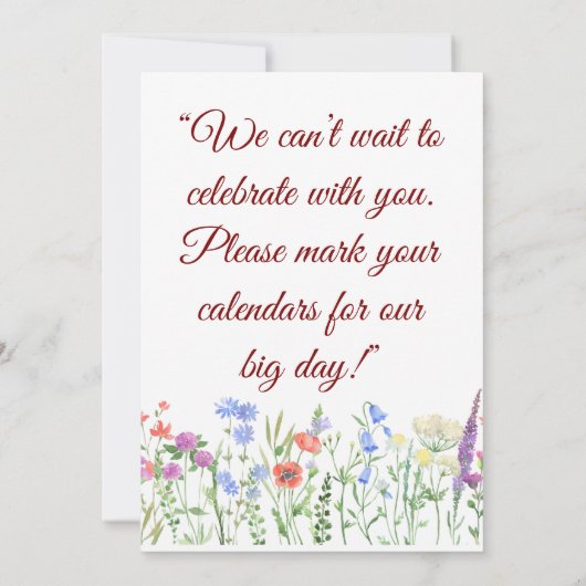 Vat sparen de DatumKaart Save The Date (Achterkant)