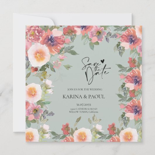 Vat sparen de DatumKaart Save The Date (Voorkant)