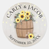 Vat van Zonnebloemen en Lichten Ronde Sticker (Voorkant)