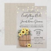 Vat van Zonnebloemen Rustiek Hout en Lichten Kaart (Voorkant / Achterkant)