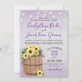 Vat van Zonnebloemen Rustiek Hout en Lichten Paars Kaart (Voorkant)