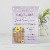 Vat van Zonnebloemen Rustiek Hout en Lichten Paars Kaart (Staand voorkant)