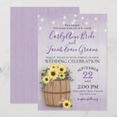 Vat van Zonnebloemen Rustiek Hout en Lichten Paars Kaart (Voorkant / Achterkant)