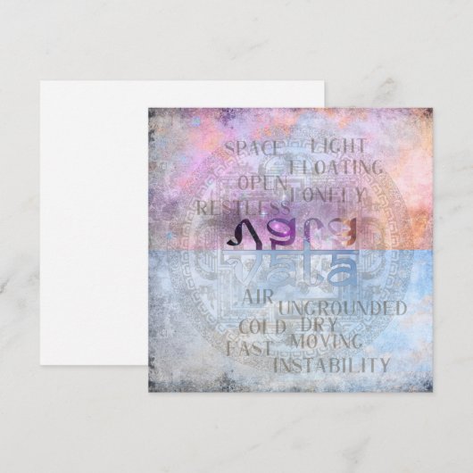 VATA DOSHA - Wenskaart (Voorkant / Achterkant)