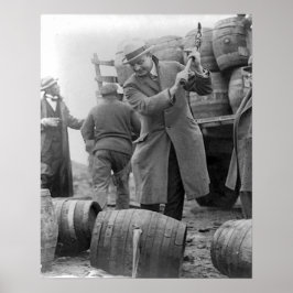 Vaten bier vernietigen, 1924. Oude foto Poster