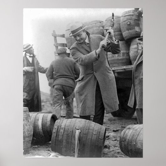 Vaten bier vernietigen, 1924. Oude foto Poster (Voorkant)