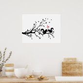 vaten met rode harten op boomtak poster (Keuken)