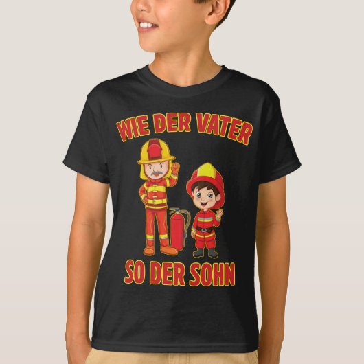 Vater Sohn Feuerwehrmann Junge Feuerwehr T-shirt (Voorkant)
