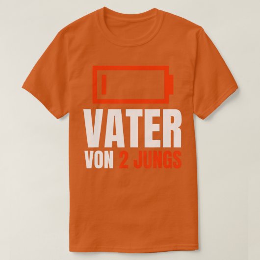 Vater von 2 JUNGS Battery Empty Fathers Day Boys T-shirt (Design voorkant)
