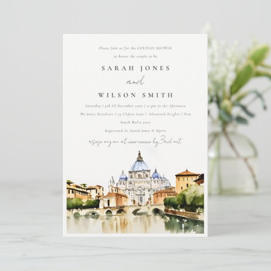 Vaticaan Dome Rome — Landschap Couples Shower Kaart (Staand voorkant)