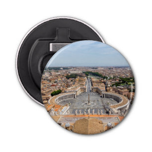 Vaticaan, Italië: Sint-Peter's uitzicht op het ple Button Flesopener