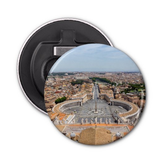 Vaticaan, Italië: Sint-Peter's uitzicht op het ple Button Flesopener (Voorkant)