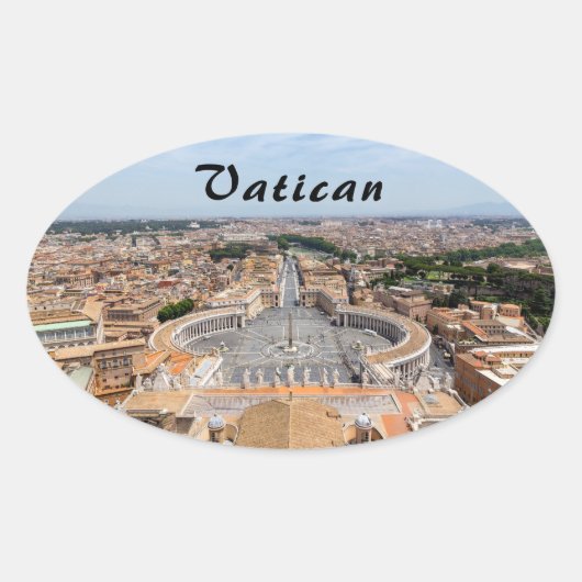 Vaticaan, Italië: Sint-Peter's uitzicht op het ple Ovale Sticker (Voorkant)