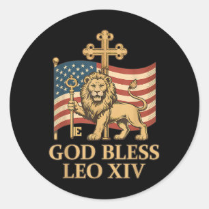 Vaticaan Paus Leo XIV - God zegene Paus Leo XIV Ronde Sticker