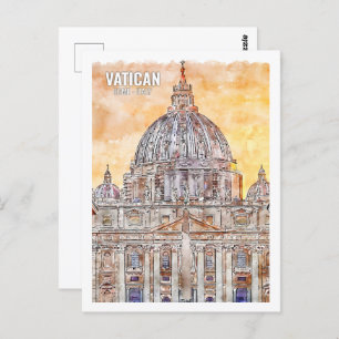 Vaticaan Rome Italië Beroemde Reisplaats Waterverf Briefkaart