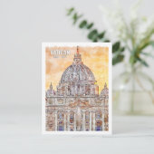 Vaticaan Rome Italië Beroemde Reisplaats Waterverf Briefkaart (Staand voorkant)