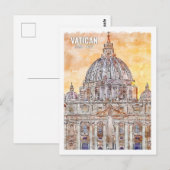 Vaticaan Rome Italië Beroemde Reisplaats Waterverf Briefkaart (Voorkant / Achterkant)