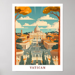 Vaticaan Rome Italië Elegante Kunst Vintage Reizen Poster