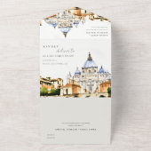 Vaticaan Rome Waterverf Landschap Weddenschap All In One Uitnodiging (Buitenkant)