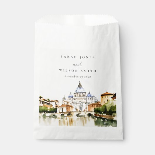 Vaticaan Rome Waterverf Landschap Weddenschap Bedankzakje (Voorkant)
