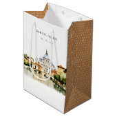 Vaticaan Rome Waterverf Landschap Weddenschap Medium Cadeauzakje (Voorkant Gekanteld)
