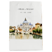 Vaticaan Rome Waterverf Landschap Weddenschap Medium Cadeauzakje (Voorkant)