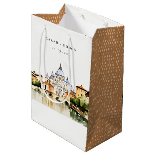 Vaticaan Rome Waterverf Landschap Weddenschap Medium Cadeauzakje (Achterkant Gekanteld)