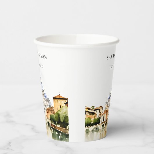 Vaticaan Rome Waterverf Landschap Weddenschap Papieren Bekers (Links)