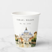 Vaticaan Rome Waterverf Landschap Weddenschap Papieren Bekers (Voorkant)