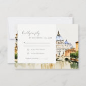 Vaticaan Rome Waterverf Landschap Weddenschap RSVP Kaartje (Voorkant)