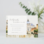 Vaticaan Rome Waterverf Landschap Weddenschap RSVP Kaartje (Staand voorkant)