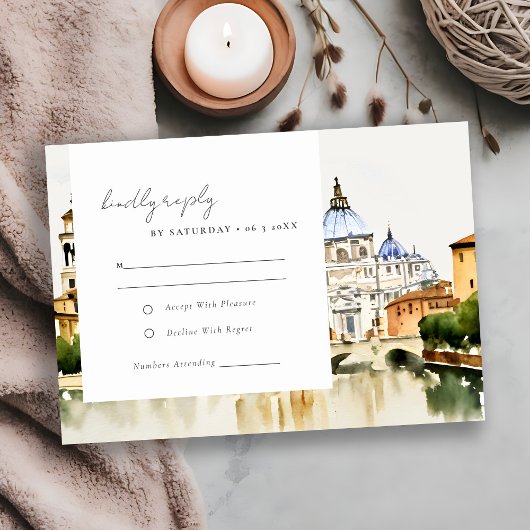 Vaticaan Rome Waterverf Landschap Weddenschap RSVP Kaartje