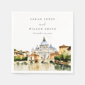 Vaticaan Rome Waterverf Landschap Weddenschap Servet (Voorkant)