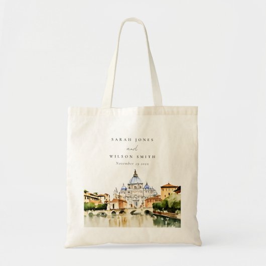 Vaticaan Rome Waterverf Landschap Weddenschap Tote Bag (Voorkant)