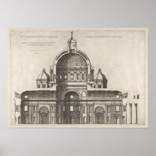 Vaticaankathedraaltekening van de oude wereldarchi poster