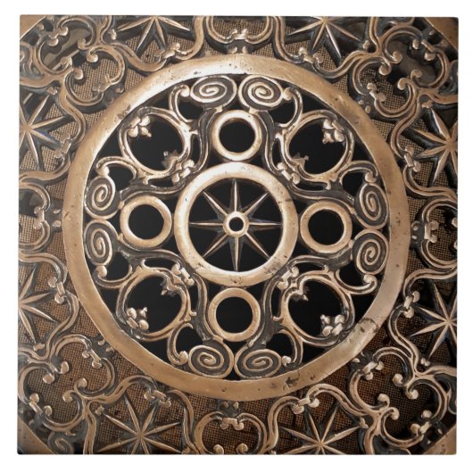 Vaticaanmetaal bronzen steampunk mysterieus tegeltje (Voorkant)