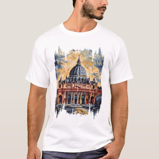 Vaticaanse kathedraal Sint-Pietersbasiliek schilde T-shirt (Voorkant)