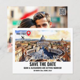Vaticaanse waterverf Rome foto save the date paar Briefkaart