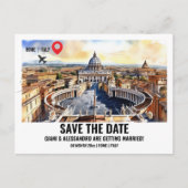 Vaticaanse waterverf Rome foto save the date paar Briefkaart (Voorkant)