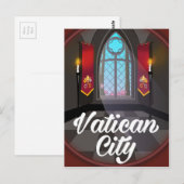 Vaticaanstad cartoon-reisposter briefkaart (Voorkant / Achterkant)