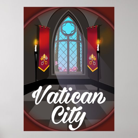 Vaticaanstad cartoon reisposter poster (Voorkant)