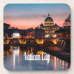 Vaticaanstad in de nacht rooms-katholieke kerk bier onderzetter