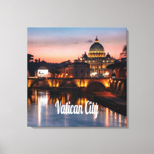 Vaticaanstad in de nacht rooms-katholieke kerk canvas afdruk