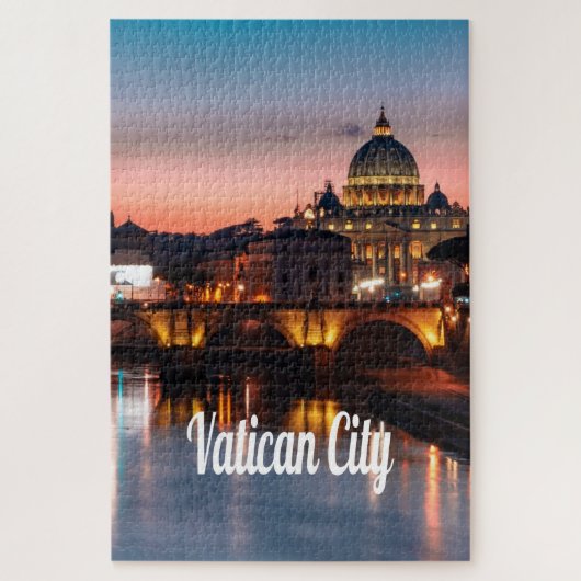 Vaticaanstad in de nacht rooms-katholieke kerk legpuzzel (Verticaal)