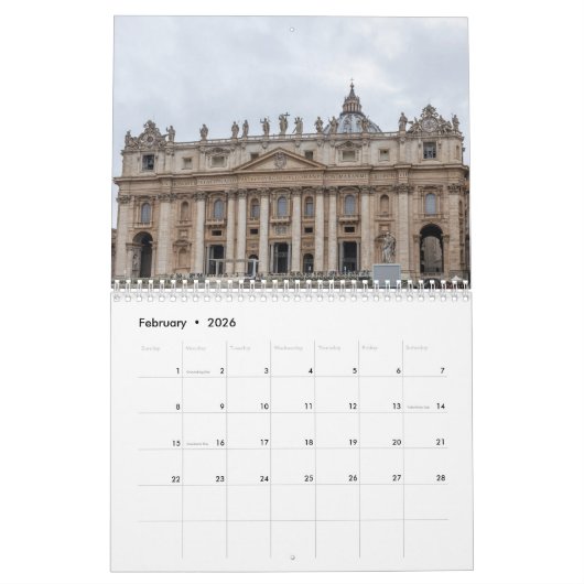 Vaticaanstad kalender 2026 (Feb 2026)