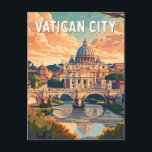 Vaticaanstad Reizen Kunst Vintage Briefkaart<br><div class="desc">Vaticaanstad retro vector reisontwerp. Vaticaanstad (Italiaans: Vaticaanstad) is de hoofdstad van de Rooms-Katholieke Kerk. Het is de thuisbasis van de Paus en een schat aan iconische kunst en architectuur.</div>