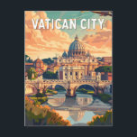 Vaticaanstad Reizen Kunst Vintage Briefkaart<br><div class="desc">Vaticaanstad retro vector reisontwerp. Vaticaanstad (Italiaans: Vaticaanstad) is de hoofdstad van de Rooms-Katholieke Kerk. Het is de thuisbasis van de Paus en een schat aan iconische kunst en architectuur.</div>